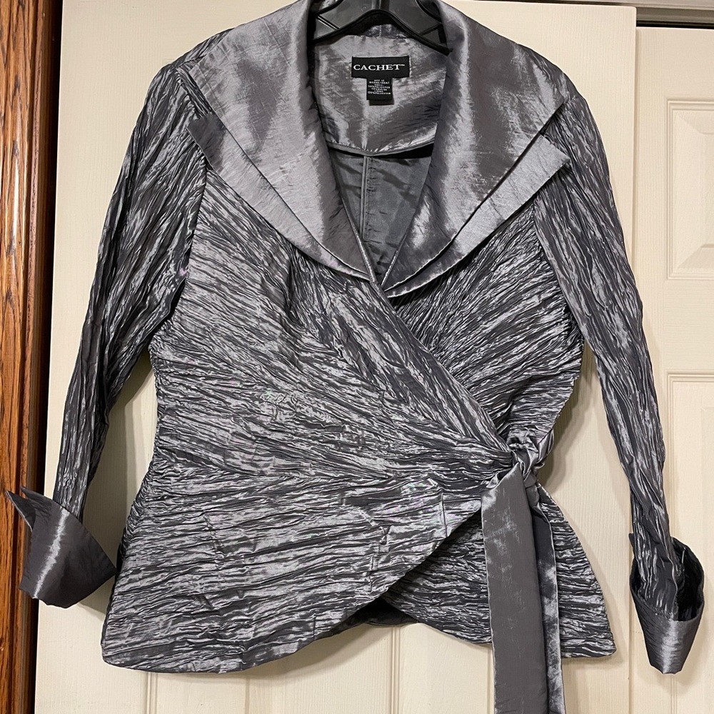Womens wrap front evening blouse/jacket by Cachet.